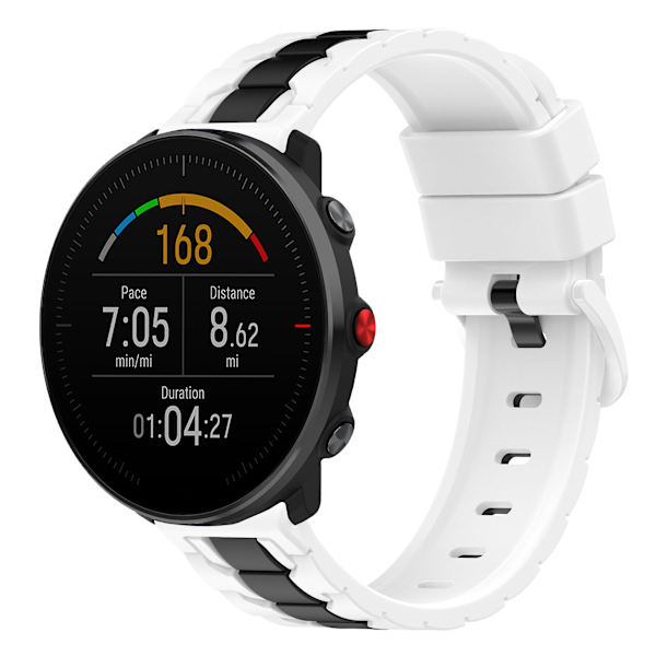 For Polar Ignite/Ignite 2/Unite 20mm Kædeformet Design Silikone Rem Dobbelt Farve Udskiftning Urrem White Black
