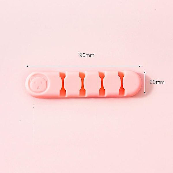 Söt kabelhållare för stationära sladdorganisatörer Office Home Snap-on Kabelfixer Plug Kabelklämmor Pink
