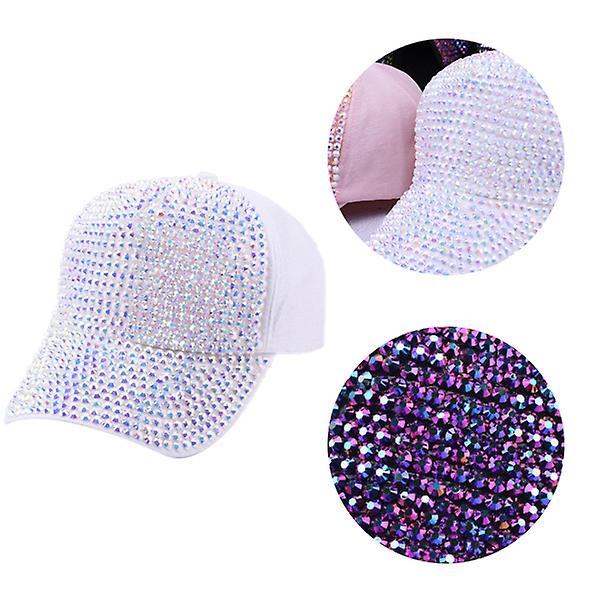 Baseballcaps Fargerik Rhinestone Diamond Snapback Cap Spring Summer Hat Pink