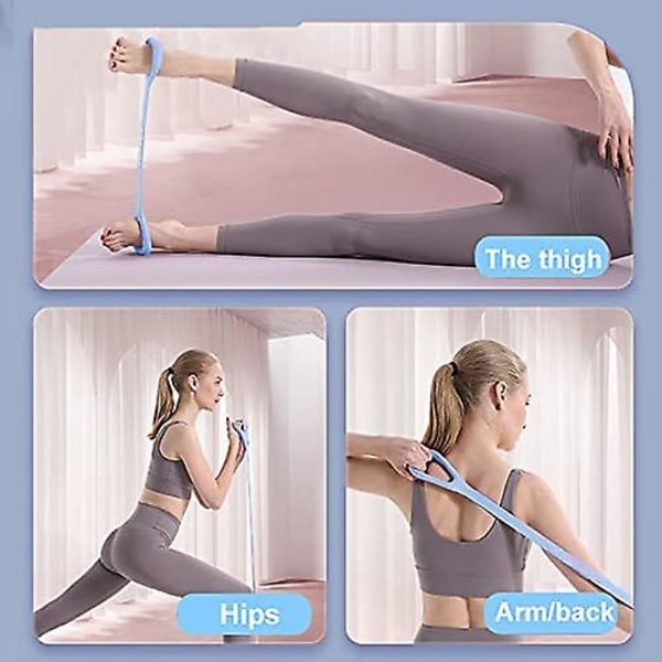 Yogastrop, multi-loop strop, 12 løkker Yoga stretch strop, ikke-elastisk stretch strop til fysioterapi, dans og gymnastik med bæretaske Blue