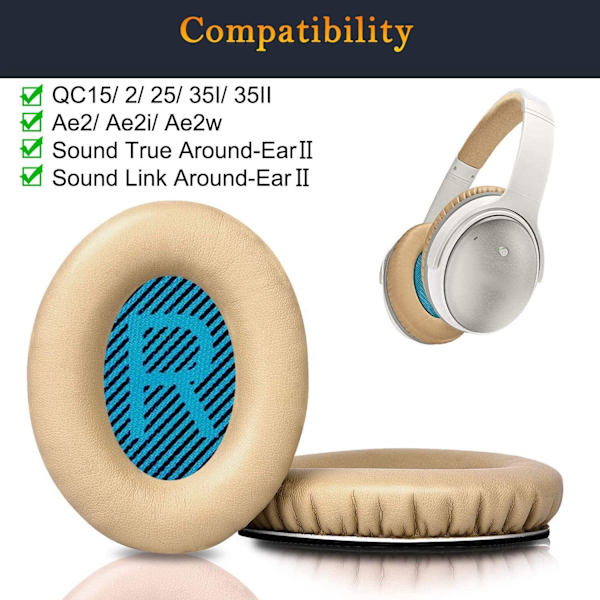 Öronkuddar kompatibla med Bose QuietComfort 15 QC15 QC25 QC2 QC35/ Ae2 Ae2i Ae2w SoundTrue & SoundLink-ägggul