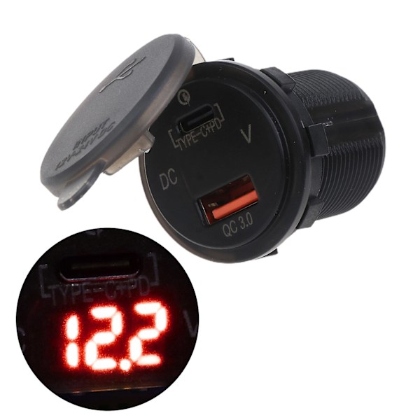 Universell 12v Usb C Billaddare Uttag För Qc 3.0 Dubbel Usb Laddare Uttag Port Red
