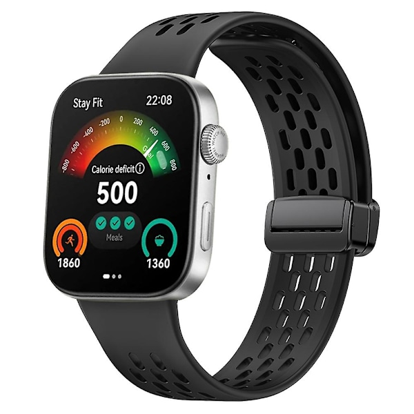 Huawei Watch Fit 3 -silikoniranneke, ontto hihna magneettisella taittolukolla Black