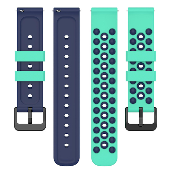 Til Garmin Venu 2 Plus/Venu Sq 2 Universal 20mm Blød Silikone Urrem Stort Hul Design Dobbelt Farve Urrem Teal  Midnight Blue