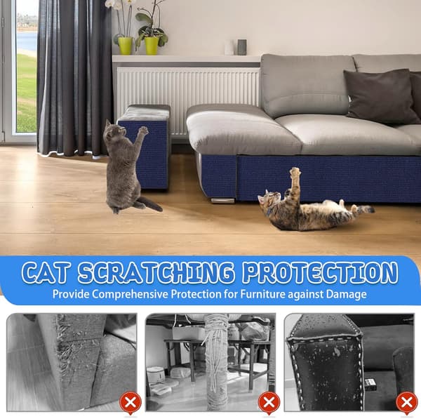 Kradsemåtte til katte - Selvklæbende DIY sofa kattekradsebeskyttelse (Mørkeblå, 40×200Cm)