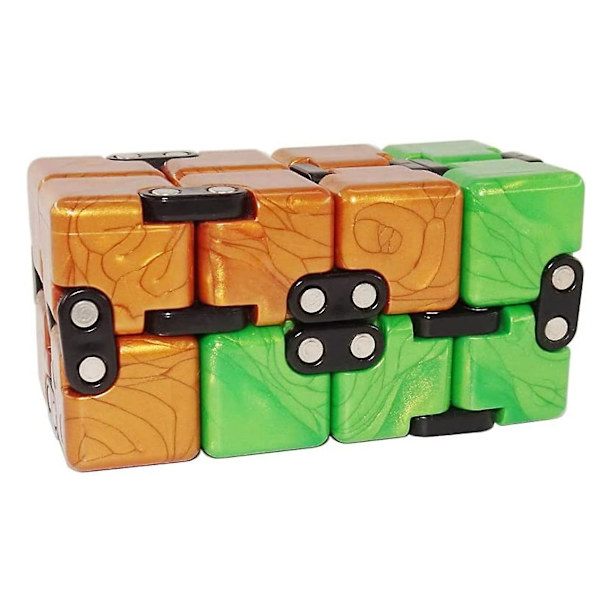 Infinity Cube Set 2-pack Fidget Finger Toy Lindra stress och lindra ångest Avstressande leksaker lämpliga för barn och vuxna (grön)