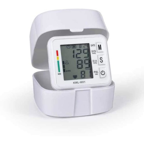 Automatisk blodtryksmåler med bærbar kasse Uregelmæssig hjerteslag Bp og justerbar håndledsmanchet Perfekt