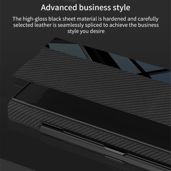 Etui til Samsung Z Fold 7, PC + PU læder flip-stander Black