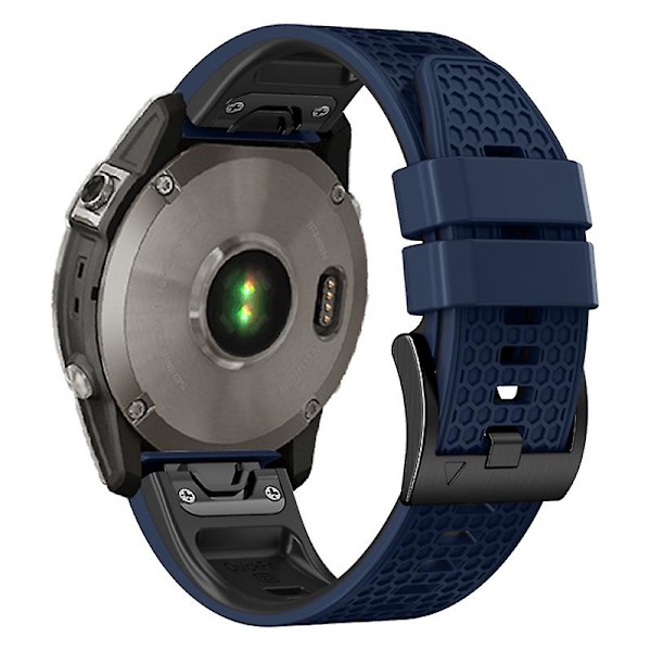 Dot Texture Silikonbånd for Garmin Tactix 7 Pro / Fenix 7x / 6x Pro / 5x Plus, 26mm tofarget klokkestropp Sapphire Black