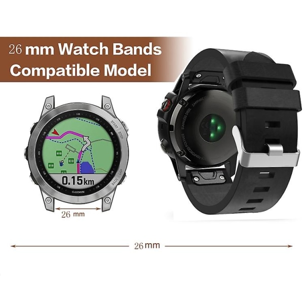 Til Garmin Fenix ​​6x 26mm læder stålspænde urbånd ZJJ Black