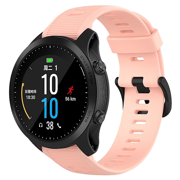 For Garmin Forerunner 945/ 935 Udskiftning Rem Stål Spænde Tekstureret Silikone Urrem Light Pink