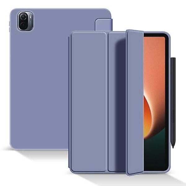 För Xiaomi Pad 5 / Pad 5 Pro Skin Feel Matt Honeycomb Läder Case med Tri-fold fäste Lavender Grey