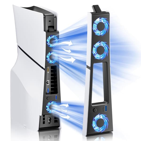 Køleventilator - Stille kølesystem med USB 3.0-port til PS5 Slim Digital/Disc Edition
