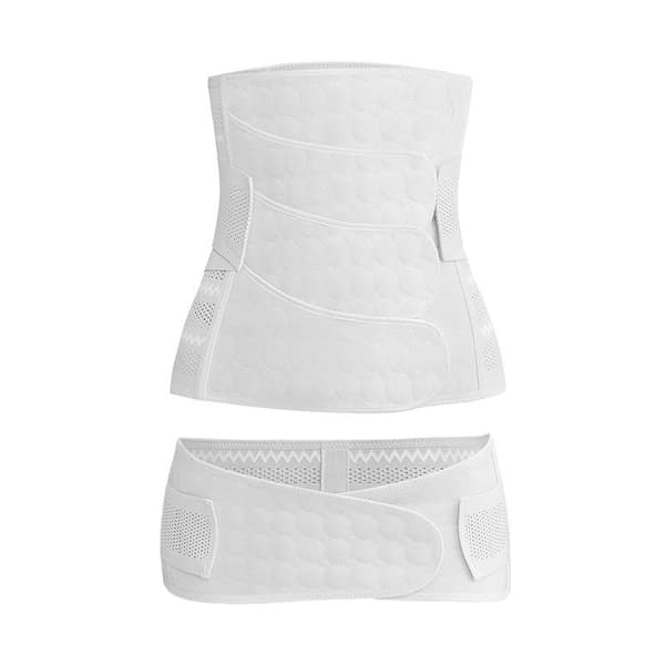 4-delat postpartum magbälte med bäckenbälte, vit M