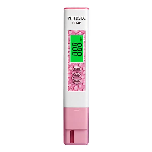 Vandkvalitetsmonitor Tester, 4-i-1 PH/TDS/EC/Temp Måler Pink