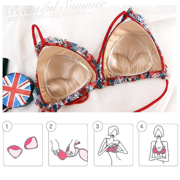 Silikon BH-innlegg, klare V-formede Brystforsterkere Vanntette BH Push Up-puter for Bikini-badedrakt