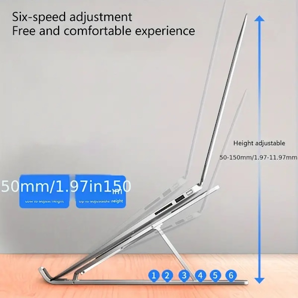 Justerbart laptopställ i aluminiumlegering lämpligt för 7-16 tums laptops (Svart)