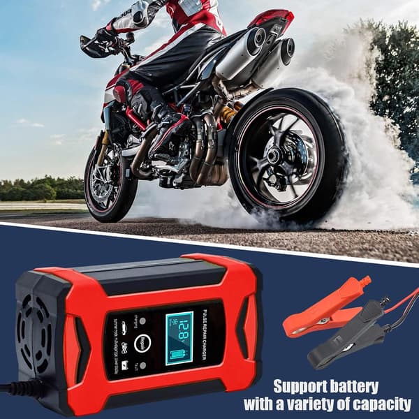 Batterioplader Digitalt Display 12V 6A Til Bil Motorcykel Batteri