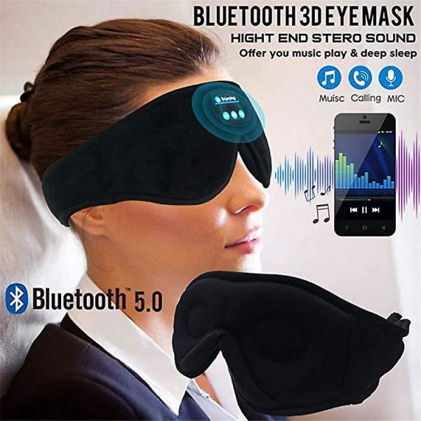 Sömnhörlurar Bluetooth Pannband Sömnhörlurar, Trådlös musikögonmask Sömnhörlurar