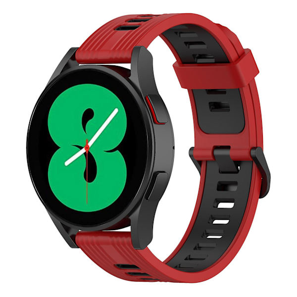 Samsung Galaxy Watch 5 Pro 45mm/Huami Amazfit Bip 3 Pro kaksivärinen 20mm silikoniranneke, raidallinen design, vaihdettava ranneke Red   Black