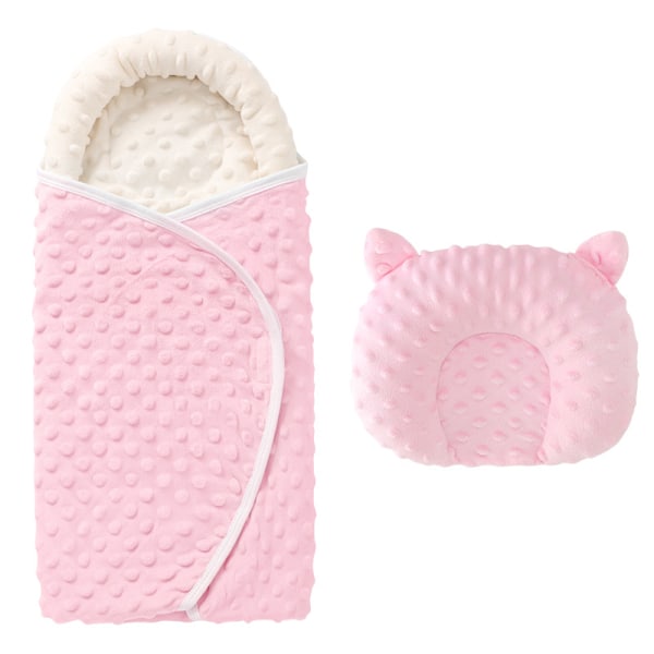 Baby Positioneringskudde, med nyfödd baby sovpåse filt för 0-6 månader (Rosa)