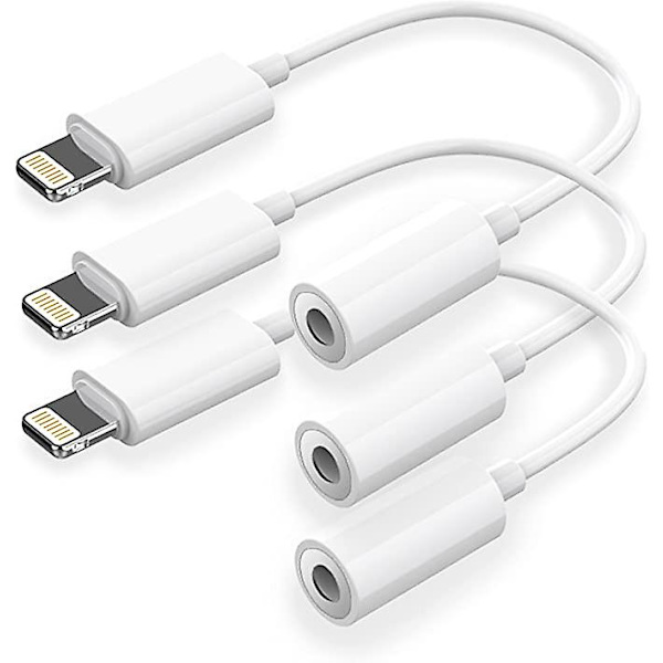 Lightning Jack kuulokesovitin 3 Pack 3,5 mm kuuloke Aux Audio Adapter Dongle Kuulokkeet Yhteensopiva iPhone 13/12 Pro Max X/xs/max/xr 7/8 kanssa