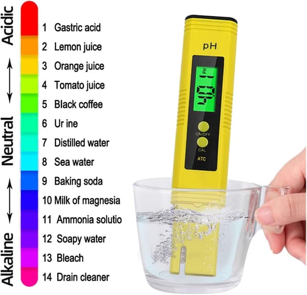 pH-mätare, 3-pack digital pH-testare, 0-14 mätområde
