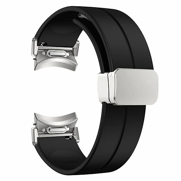 For Samsung Galaxy Watch4 / Watch 5 / Watch6 håndleddsrem i myk silikon med magnetisk spenne Black