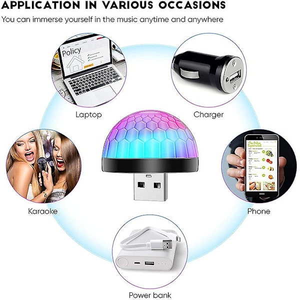 4 stk Usb Mini Disco Kuglelys Dj Ball Party Flash