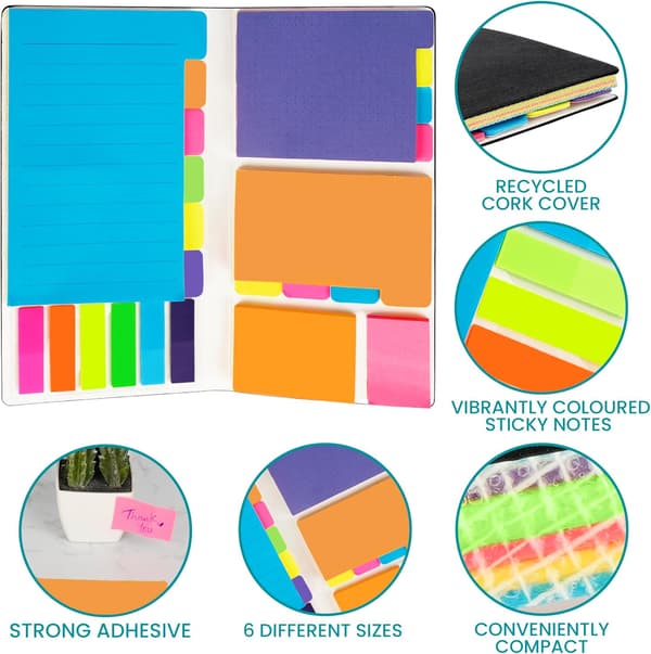Notesblok - Journal Med Sticky Notes - 10 X 20,5 Cm