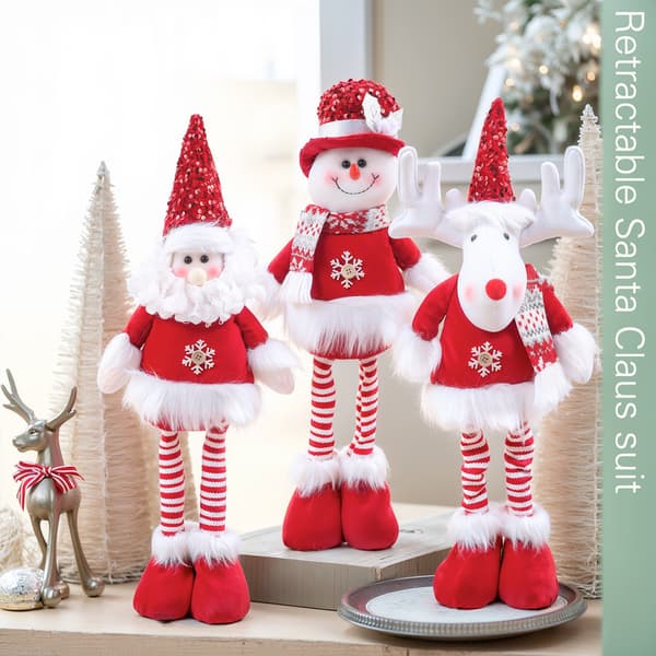 Set med 3 julplysch tomte snögubbe älg