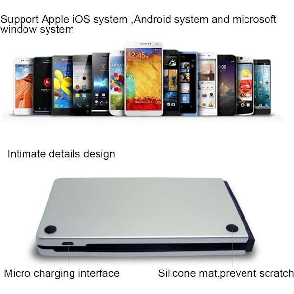 Vikbart tangentbord BT66, trådlöst Bluetooth 66 tangenter, stödjer Android / iOS (Guld)