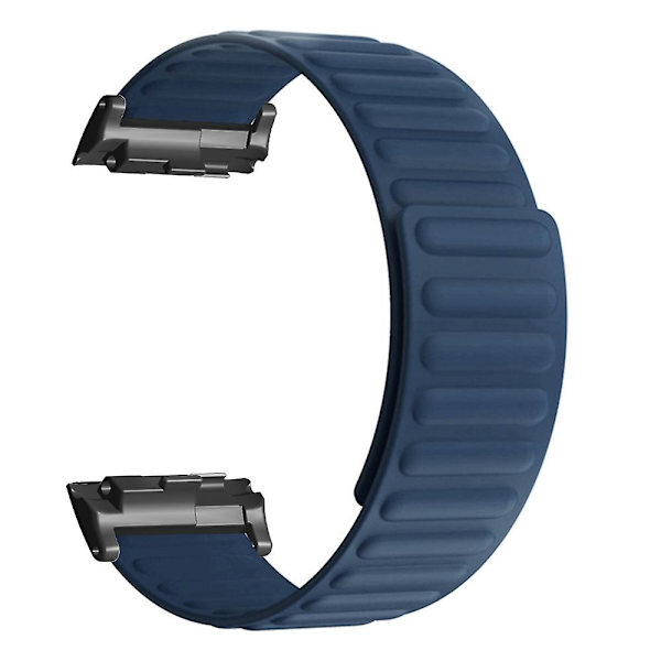 Magnetisk justerbar silikon+metall klokkestropp erstatning for Huawei Watch D Dark Blue