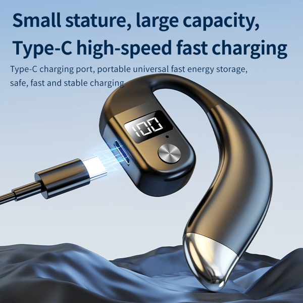 Open-Ear Bluetooth-headset med LED-display, ENC-brusreducering Black