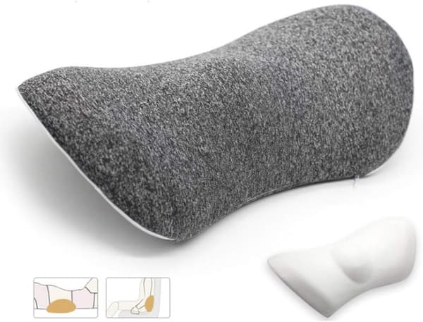 Lændestøttepude, Premium Memory Foam Ryglænsstøttepude (Khan Cloth, Grå)