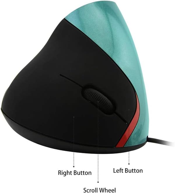 Ergonomisk lodret mus, optisk USB-kablet mus 1600 DPI 5 knapper (blå)
