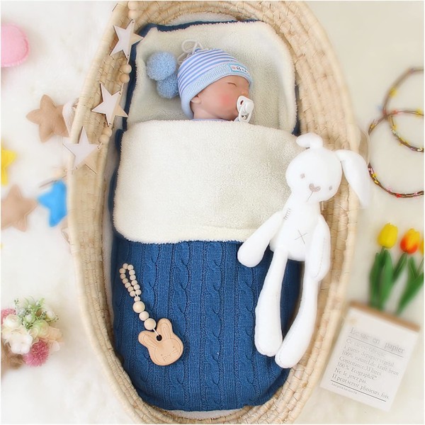Nyfödd Babyfilt, Kuvertstil Stickad Sovsäck Lämplig För 0-12 Månader (Beige)