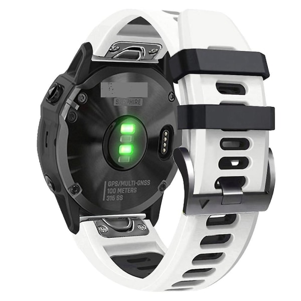 26 mm silikonikellon watch Garmin Fenix ​​7x Solar -laitteelle White Black
