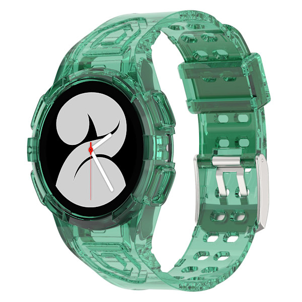 Silikonklokkebånd erstatningsstropp for Samsung Galaxy Watch4 44mm, med integrert klokkeetui Transparent Green