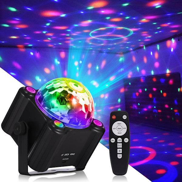 Fest Discokule Lys, DJ Lydaktivert LED Lys 6 Farger For Hjem Rom Dansfester Bursdag Karaoke