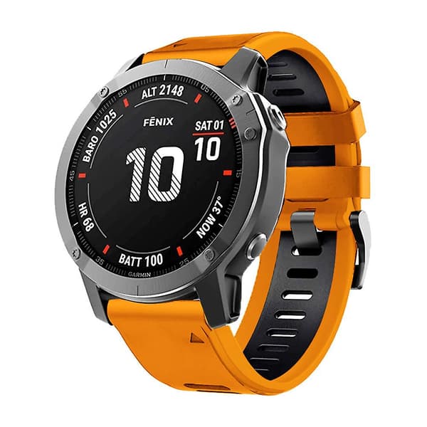 For Huami Amazfit Falcon/Coros Vertix Silikone Rem til Ur, Quick Release Rem til Ur Orange  Black