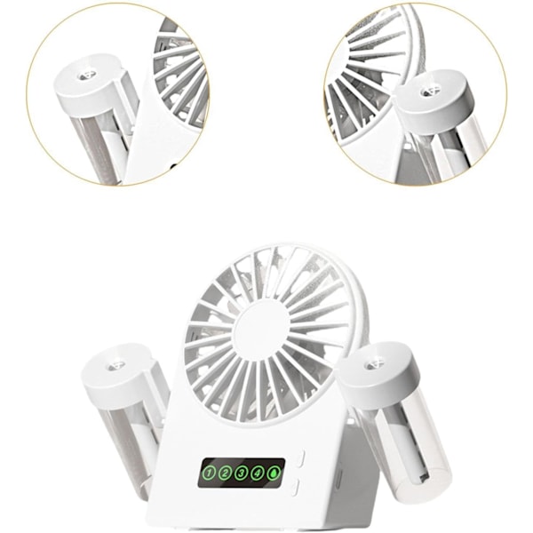 Fläkt - Dubbel Spray Dimfläkt Digital Display Med Avtagbar Vattentank (Vit)