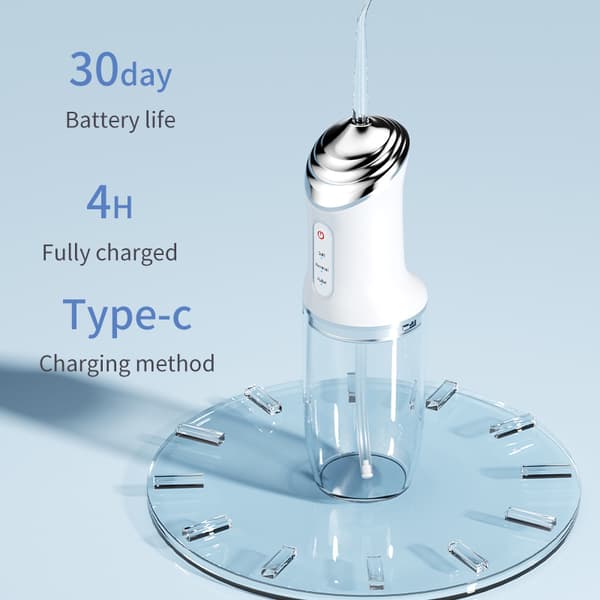 Oral Irrigator - 320 ml vanntank med 4 dyser, 3 moduser, hvit