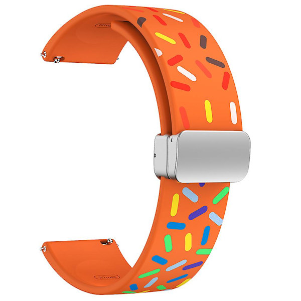 Kuvioitu silikoniranneke Samsung Galaxy Watch6 / Watch6 Classic / Watch 5 Pro / Watch4 Classic -kellolle, 20 mm:n ranneke Orange Rainbow