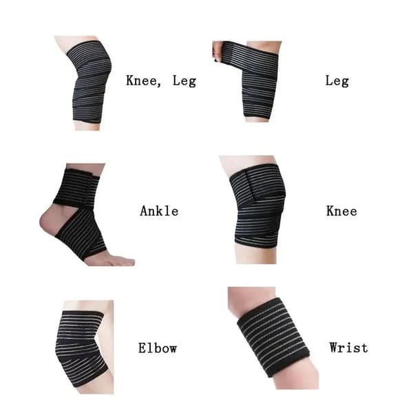 Elastiskt knäskydd kompressionsbandage stöd, 120cm x 7.5cm (vit)
