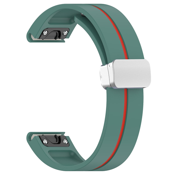 Dualfärgad 22mm rem för Garmin Fenix 7 / Forerunner 965/955/945/935, med silverspänne Olive Green Red