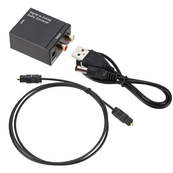 Digital optisk koaksial Toslink til Analog Rca Audio Converter Adapter