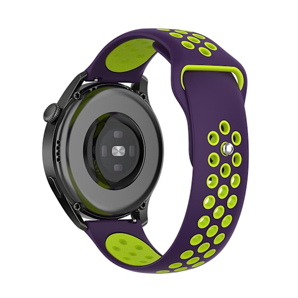 Dubbelfärgat justerbart silikonklockarmband 22 mm för Huawei Watch 3/Watch 3 Pro/Teal Purple O