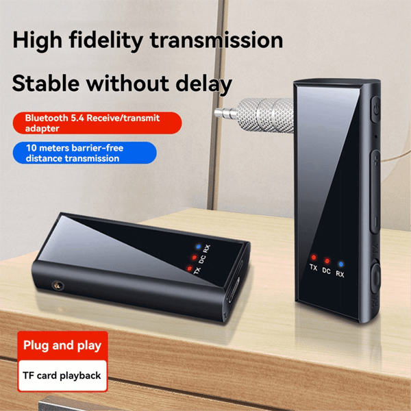 Bluetooth 5.4 Audio Transmitter 3.5 mm Aux Stereo Musik Trådløs Adapter