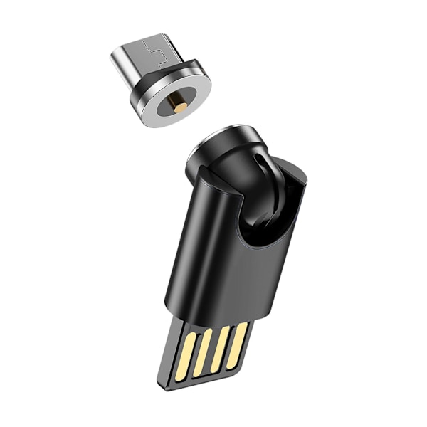 Micro USB-adapter 540 graders rotation Mini magnetisk kontakt Snabbladdningsadapter Black